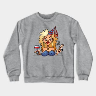 Drunken woman on a birthday party Crewneck Sweatshirt